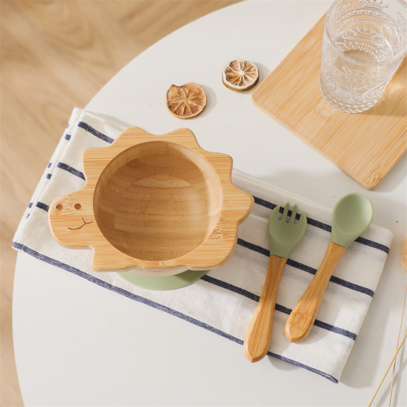 Baby Food Menu - Baby Holzgeschirr Set Dinosaurier Bambus Holzteller