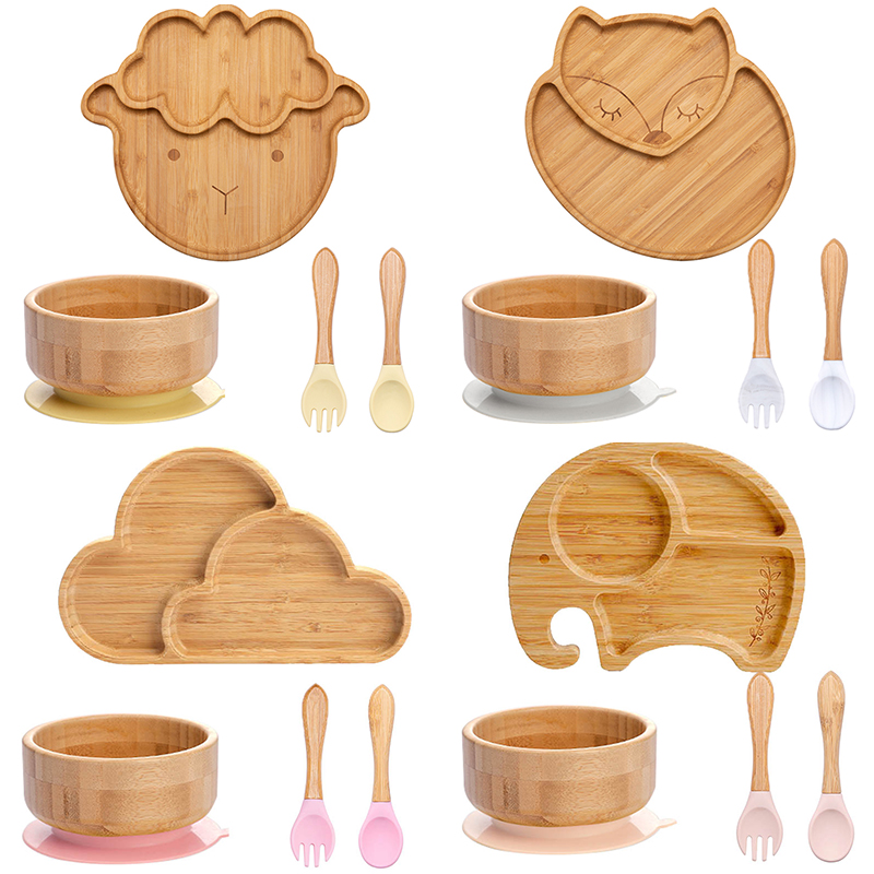 Baby Food Menu - 4 stücke kinder Geschirr Saug Platte