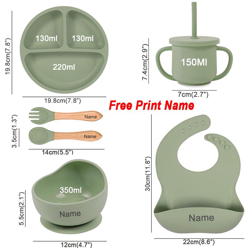 6Pcs Silikon Geschirr Für Kind – Baby Food Menu Bewertung und Preis